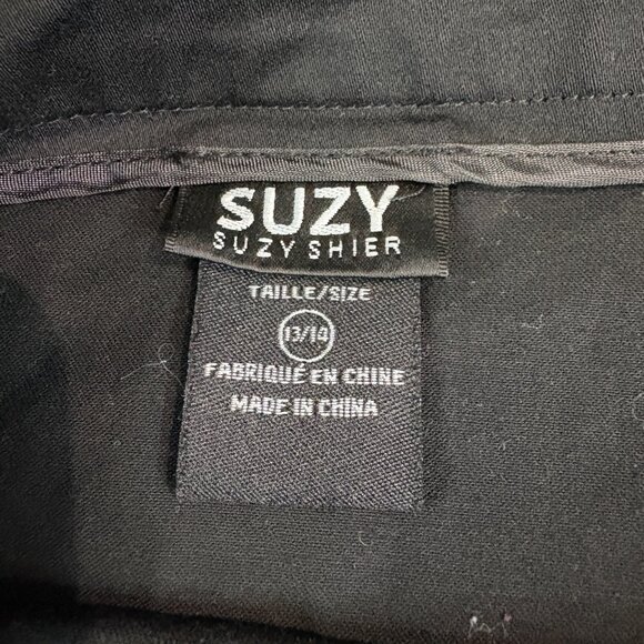 Suzy Shier Mini Skirt Womens Black w/ Side Pleat and Belt Size 13-14 (SKU: 29W) - Picture 6 of 10